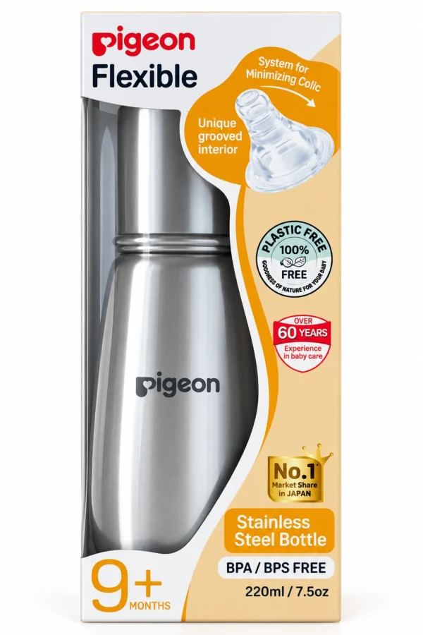 Steel Bottle for Baby Pigeon Flexible Slim Neck Stainless Steel 220ml