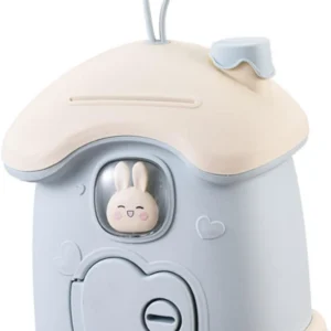 Rabbit Cartoon Piggy Bank – Blue | Creative Money Saving Coin Bank for Kids | Cute Plastic Money Bank with Coin Slot (Pack of 1)