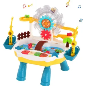Happy Fishing Multi-Purpose Musical Toy Set with Rotating Ferris Wheel, Animal Slide & Digital Fishing Game | Fun Educational Toy for Kids 3+