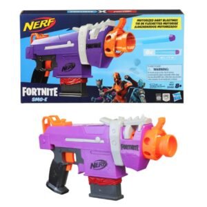 NERF Fortnite SMG-E Motorized Dart Blaster | 6-Dart Clip | Includes 6 Elite Darts | Foam Gun for Kids, Teens & Adults | Age 8+ | Multicolor