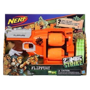 NERF Zombie Strike Flipfury Blaster | Dual Flipping Drums | 12 Zombie Strike Darts | Foam Dart Gun for Kids, Teens & Adults (Multicolor)