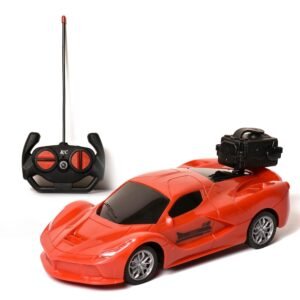 RC Remote Control Spray Car (Red) | Diecast Pull Back Car with Lights, Music & Openable Doors | Toy Vehicle for Kids 3+ Years