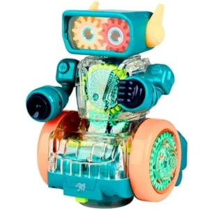 Robot Rotating Gear Toy | 360° Bump & Go Action with Flashing Lights & Sound | Transparent Gear Robot for Kids | Multicolor