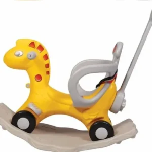 2-in-1 Rocker Horse with Ride-On Push Car – Bright Yellow – Fun &Safe for Toddlers
