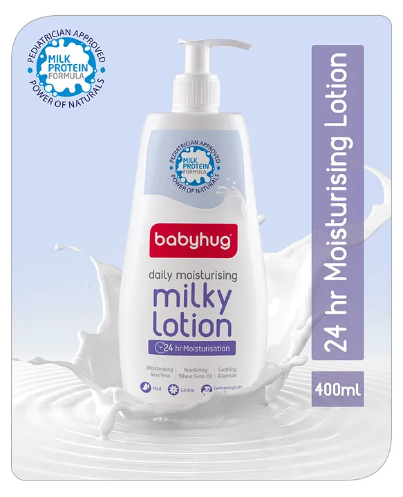 babyhug milk protein daily moisturising milky lotion bottle