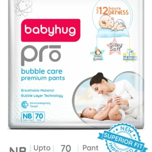 Babyhug NB Pro Bubble Care Premium Pant Style Diapers Delight | 12 Hour Powerful Soft Newborn Protection - 70