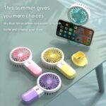 Portable Mini Fan placed on desk stand for home or office use-different colour options