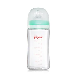 Pigeon Soft Latch Glass Feeding Glass Bottle – 160 ml – Anti-Colic – Wide Neck – Yellow & Green – 3+ Months