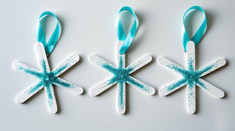 diy Popsicle Stick Snowflakes made from popsicle at home in winter