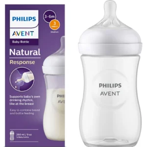 Avent Natural Response 260 ml Baby Feeding Bottle | Uniquely Designed Nipple Releases Milk Only When Baby Drinks | Pack of 1(Packaging may differ)