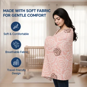 Hopop Nursing Cover for Feeding Moms | Breathable Soft Cotton Breastfeeding Cover - Pink