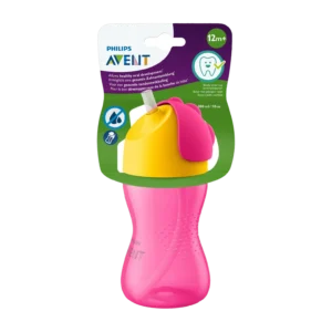 Philips Avent 300ml pink bendy straw cup for kids 12 months+
