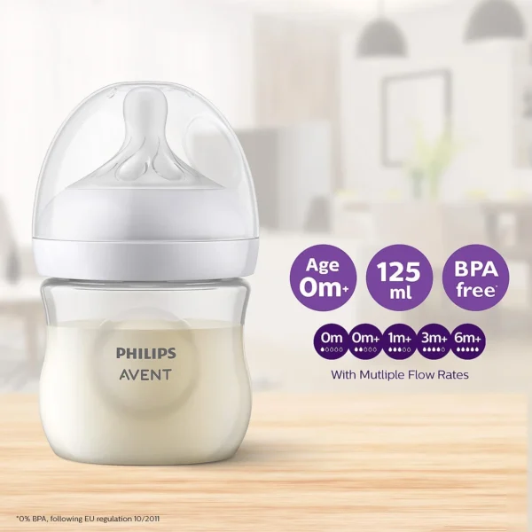 Philips Avent Natural Response 125ml baby feeding bottle with slow flow nipple