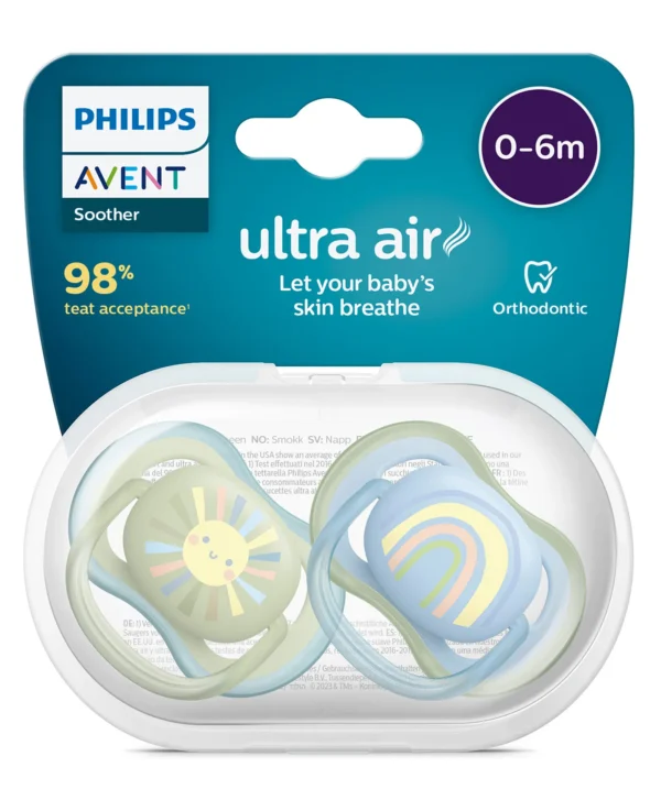 Philips Avent Ultra Air orthodontic baby pacifier blue pack of 2 for 0-6 months