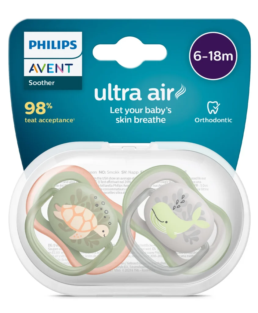 Philips Avent Ultra Air orthodontic baby pacifier off white pack of 2 for 6-18 months