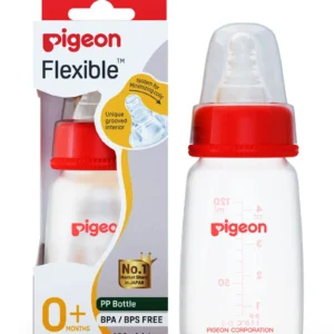 Pigeon Peristaltic Nursing Bottle – 120ml | 0+ Months | Blue, Red & Pink - red