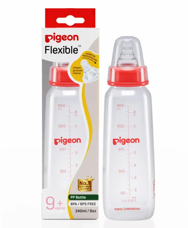 Pigeon 240ml peristaltic nursing bottle for 9 months plus in red