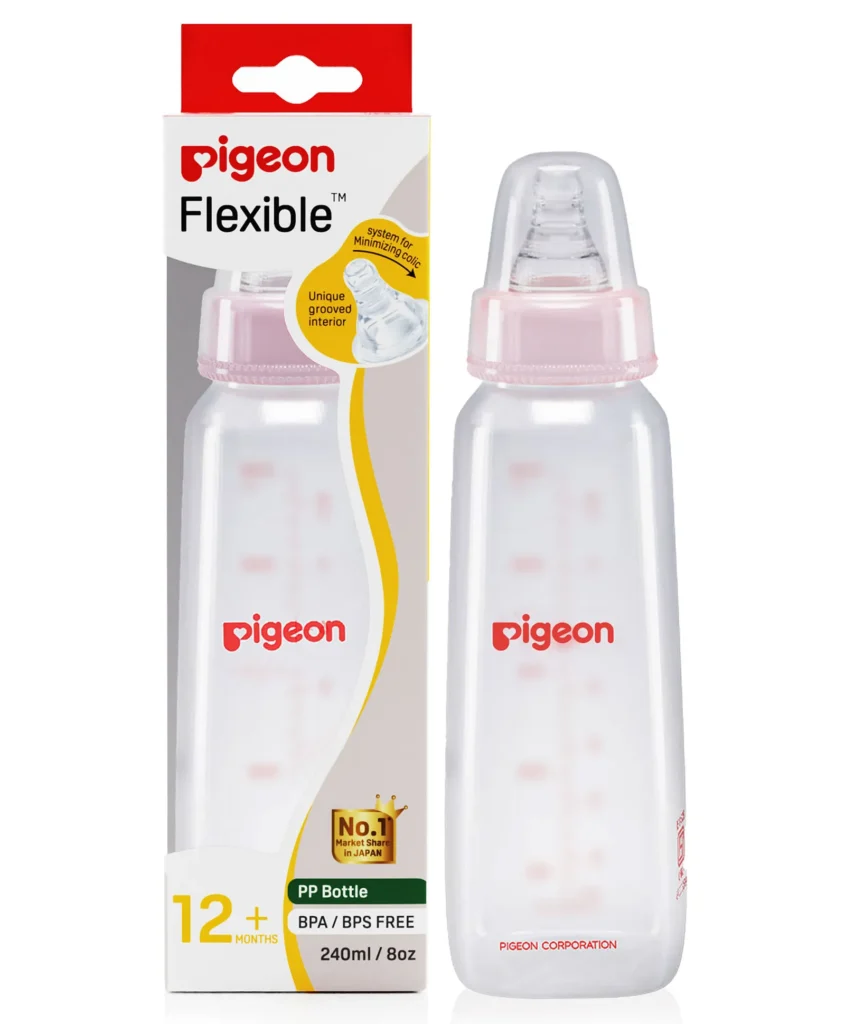 Pigeon 240ml peristaltic nursing bottle in pink
