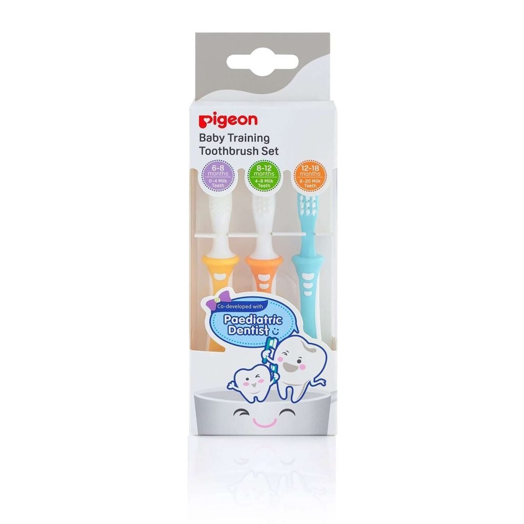 Pigeon Training Toothbrush Lesson 1 2 3 Set for Babies 6 to 18 Months