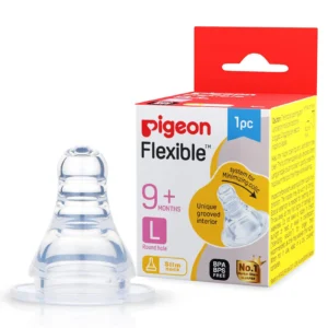 Pigeon Flexible Peristaltic Slim Neck Nipple – S, M, L & Y Cut | 1 Piece - L-Round Hole