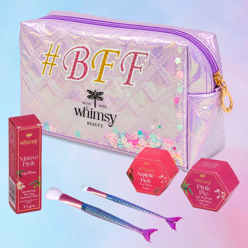 Real Makeup Kit for Girl Child Whimsy Glitters Pouch Pack of 5