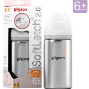Steel Feeding Bottle Wide Neck Pigeon SoftLatch 2.0 250ml